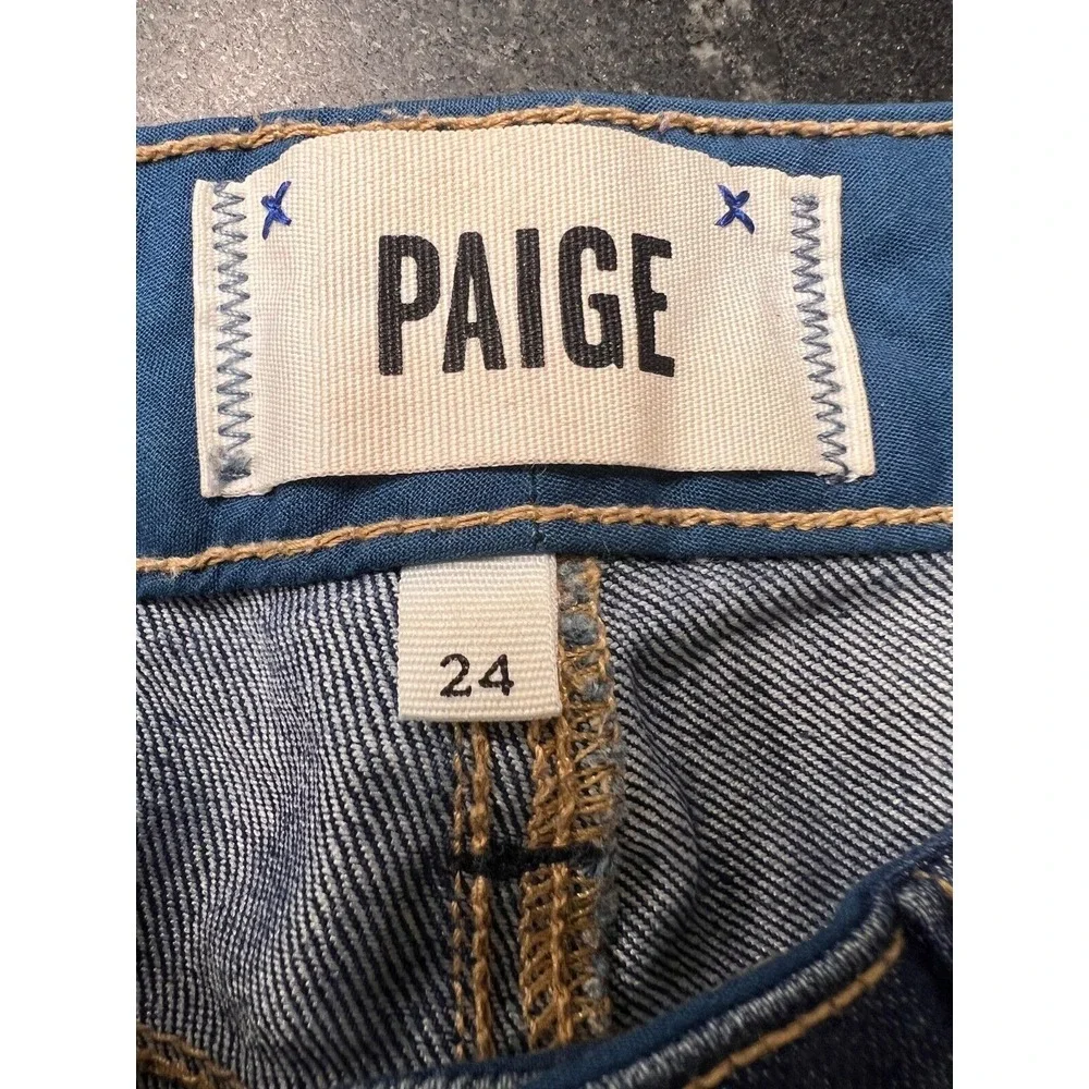 Paige Woman Blue Jeans Skyline Ankle Peg Blue Size 24 Made In USA‎